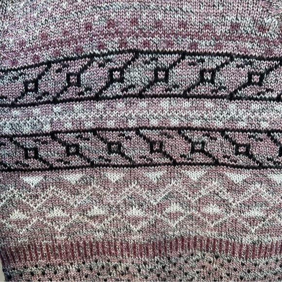VTG Alexxus Exclusive Knit Grandpa Sweater Purple Geometric Fair Isle XL Taiwan - Picture 5 of 11